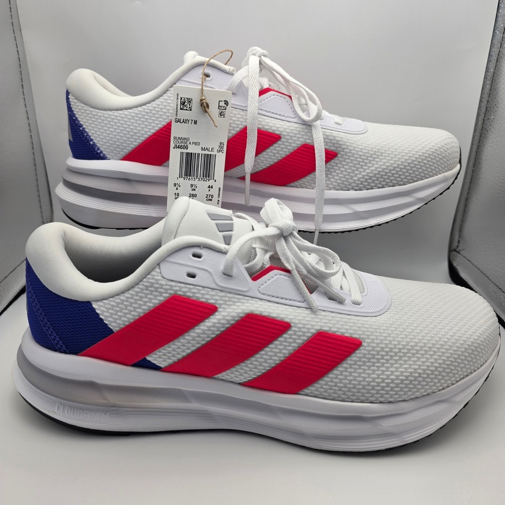 Adidas Galaxy 7 M Mens Running Shoes White Pink Blue JI4600 Size 10 NEW